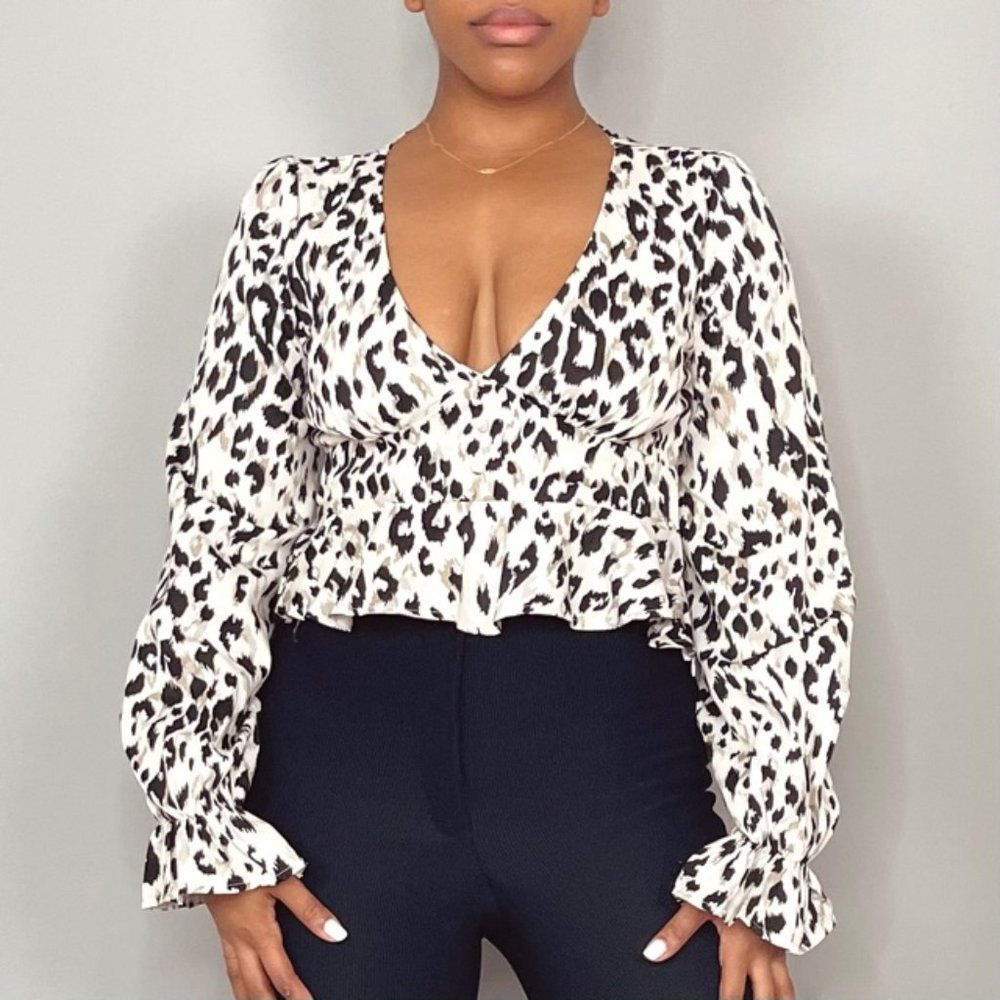 Animal Print Peplum Top